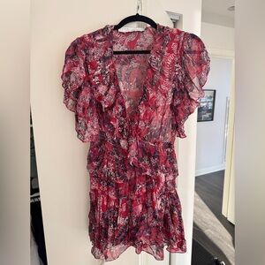 IRO Vibrant Red and Black Patterned Dress